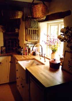 Treated hardwood kitchen worktop