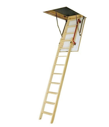 Timber loft ladder and integrated hatch
