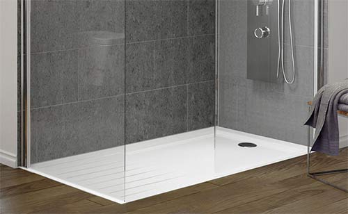 Flush walk in shower tray