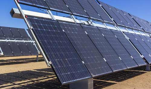 Bifacial solar panel array