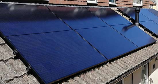 Monocrystalline solar panel install on roof of property