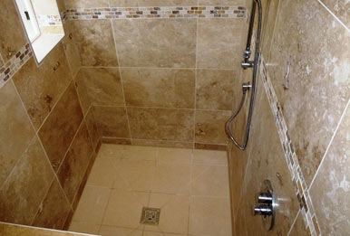 Wetroom tiled floor to ceiling