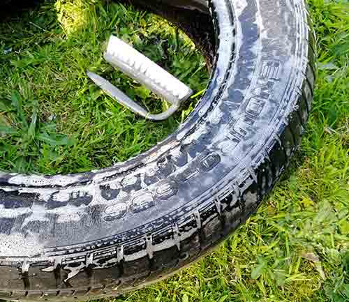 Clean old tyres thoroughly for use with tyre swings