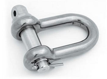 D-shackle with captive locking pin