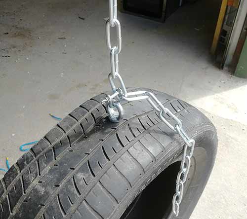 Tyre swing tyre hung from swing chain