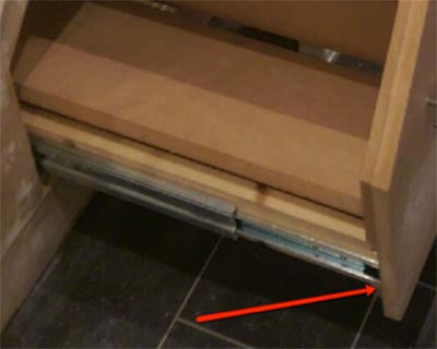 Drawer runner fixed in place on to drawer