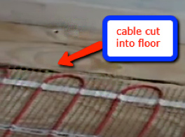 Laying the power cable to the underfloor heating mat and chase into the floor