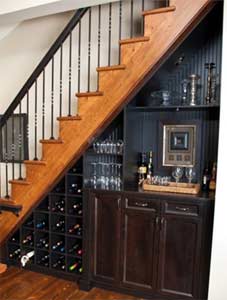 Dry bar installed in understairs space