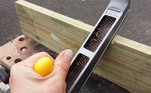 Shape cut in to timber using a rasp