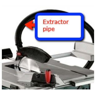Table saw extractor pipe