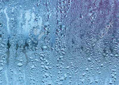 Condensation collecting on window