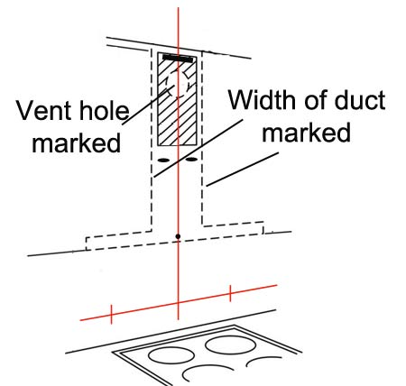 Ducting and vent marked on wall