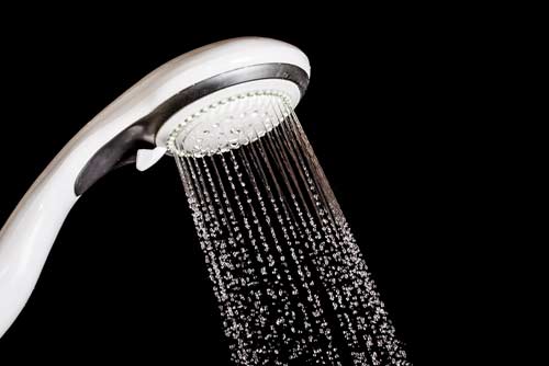 Decent water pressure causes water to flow freely from shower