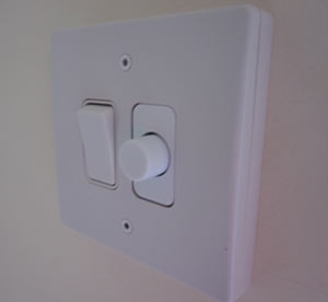 Combined dimmer and throw or rocker light switch