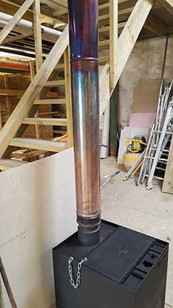 Flue pipe run internally