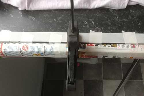 Leave worktop laminate strip clamped for 12 hours