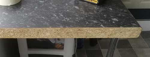 Clean worktop edge and laminate strip